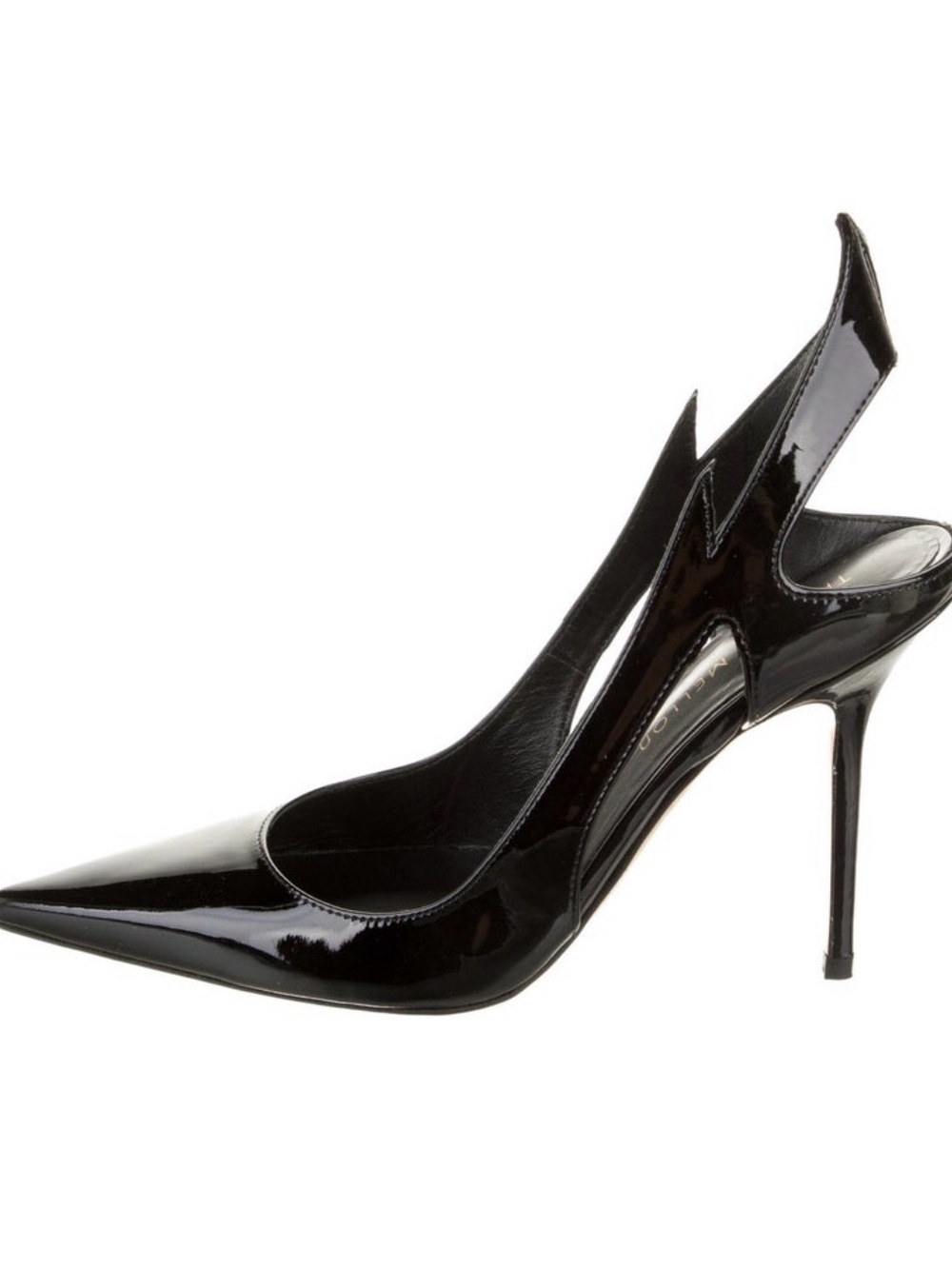 Tamara Mellon Black Patent Pointed-Toe Slingback Stiletto Heels